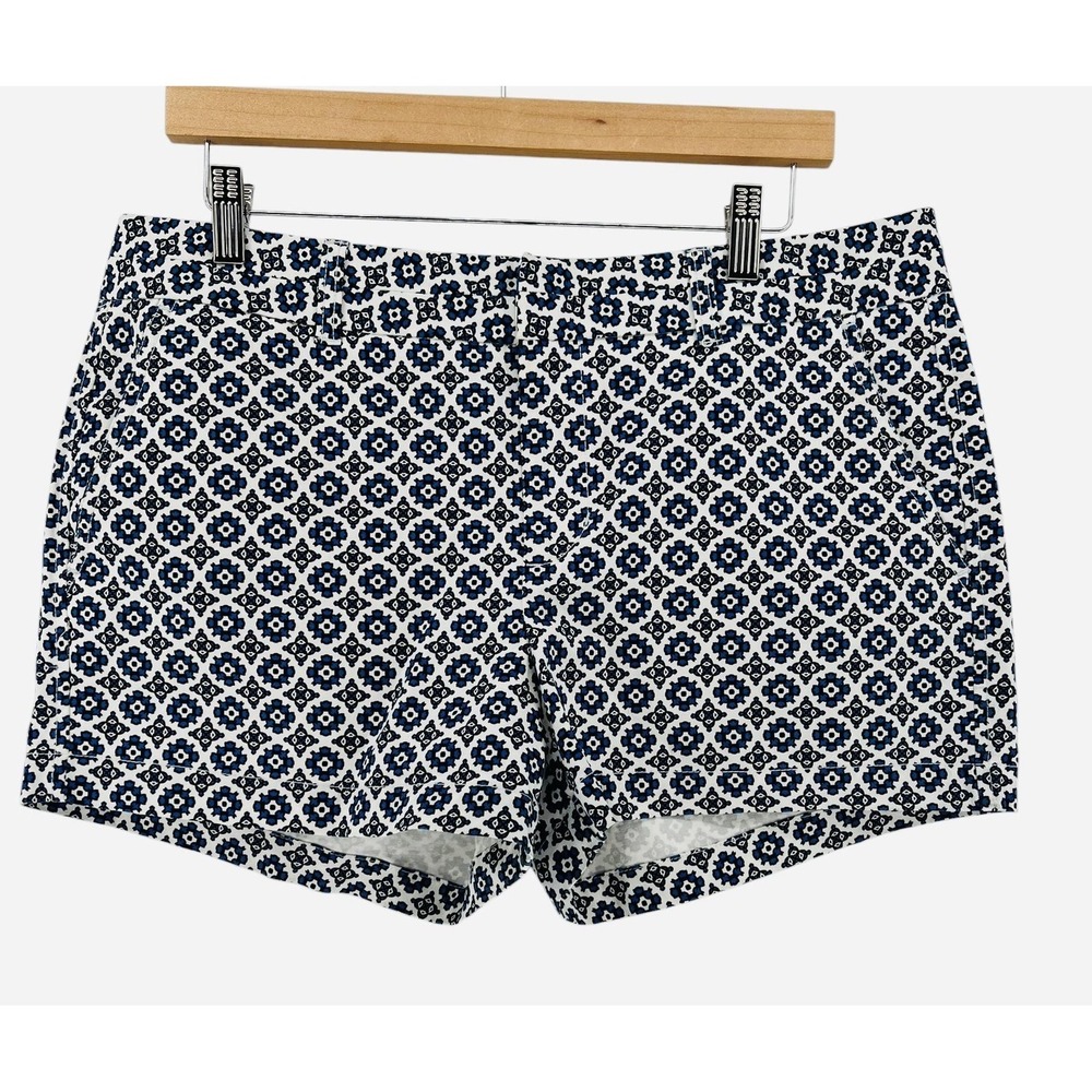Gap Shorts Womens 12 Blue White Geo Print City 3 Inch Short Chino Twill Summer